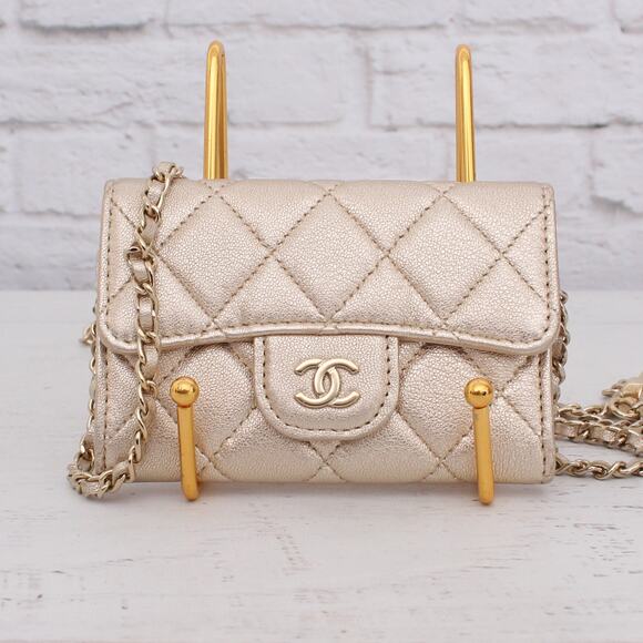 Chanel Classic Single Flap Gold Lambskin Leather Shoulder Crossbody Purse A4603 - Picture 1 of 11